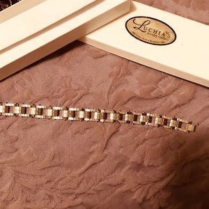 MENS 8 INCH stainless steel w/18kt link BRACELET